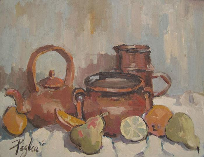 Still life in ocher color Paglia, Lelé