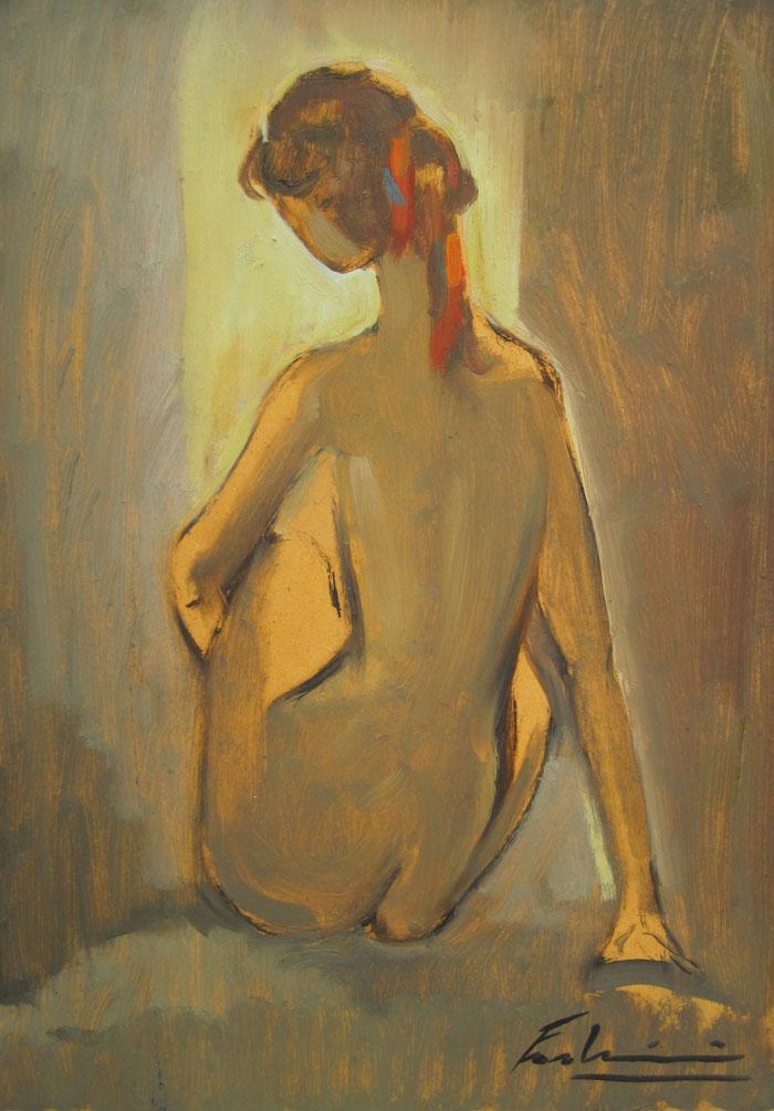 Nude with red ribbon Fodrini, Evans