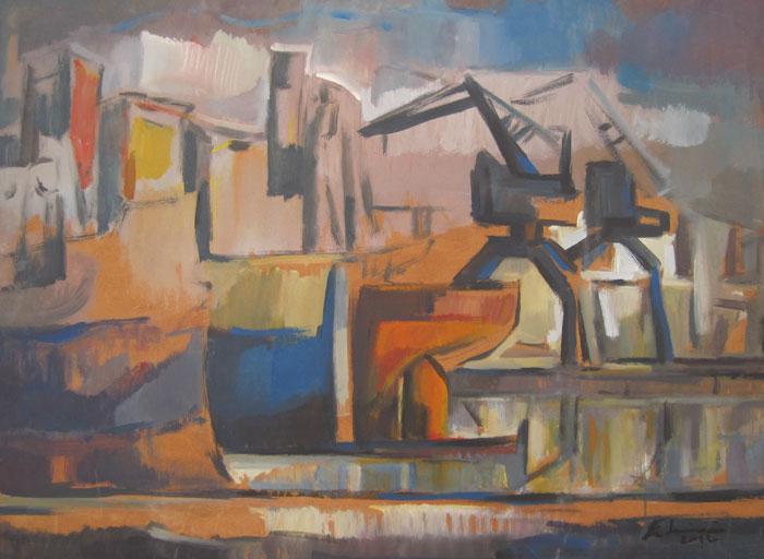 Port with cranes II Fodrini, Evans