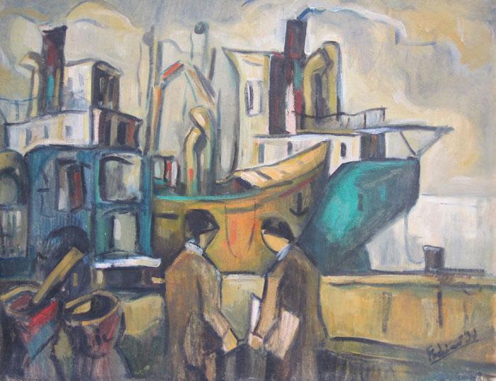 Persons by the port II Fodrini, Evans