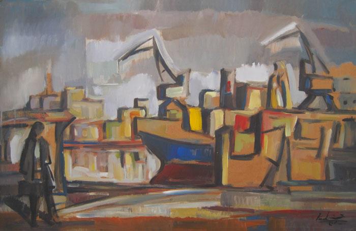 Port with figure Fodrini, Evans