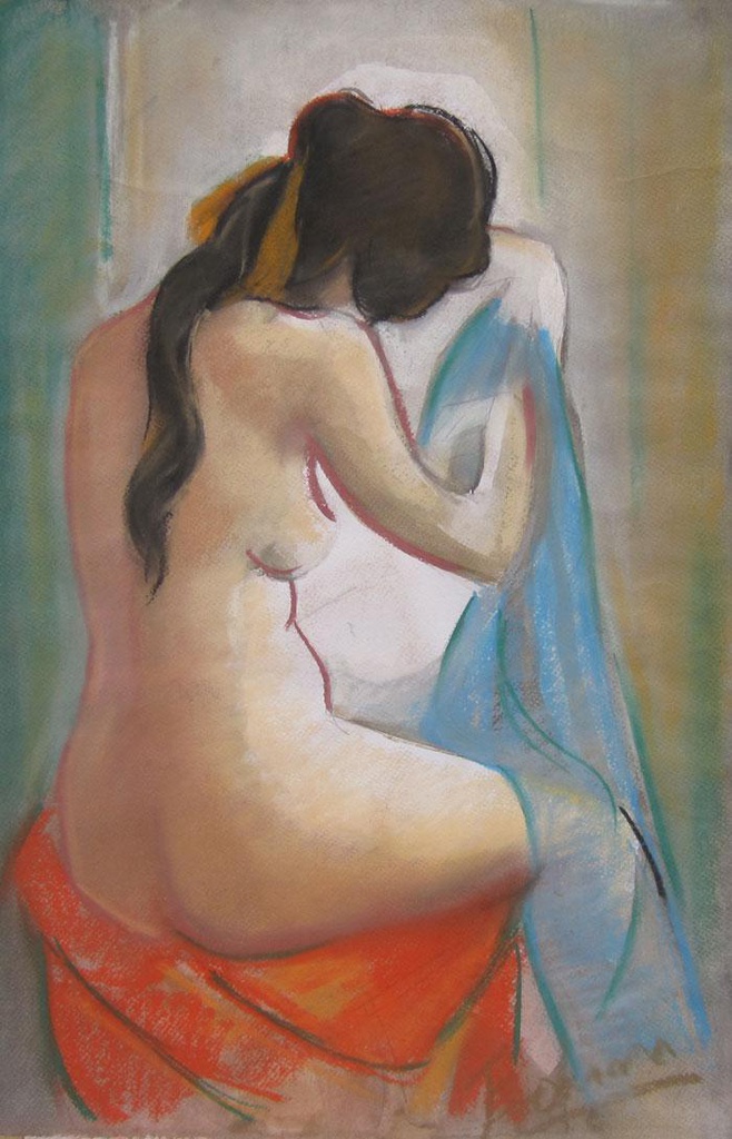 Desnudo con manto azul Fodrini, Evans