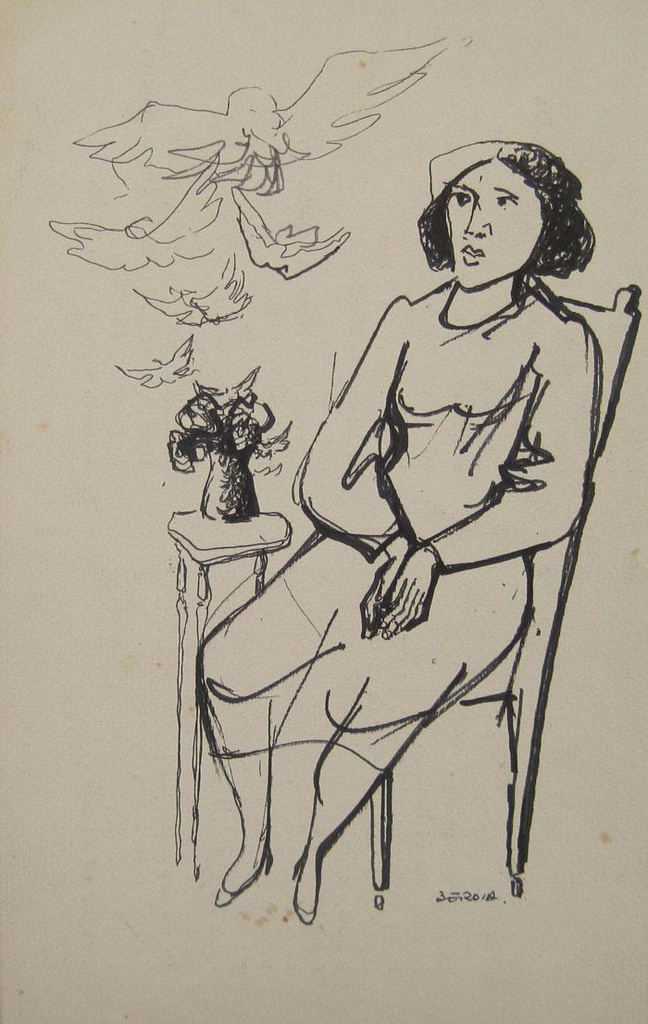 Woman and doves Berdía, Norberto
