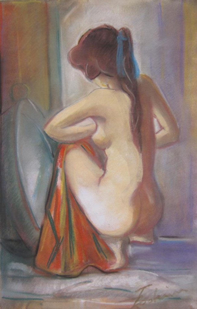 Desnudo con manto rojo Fodrini, Evans