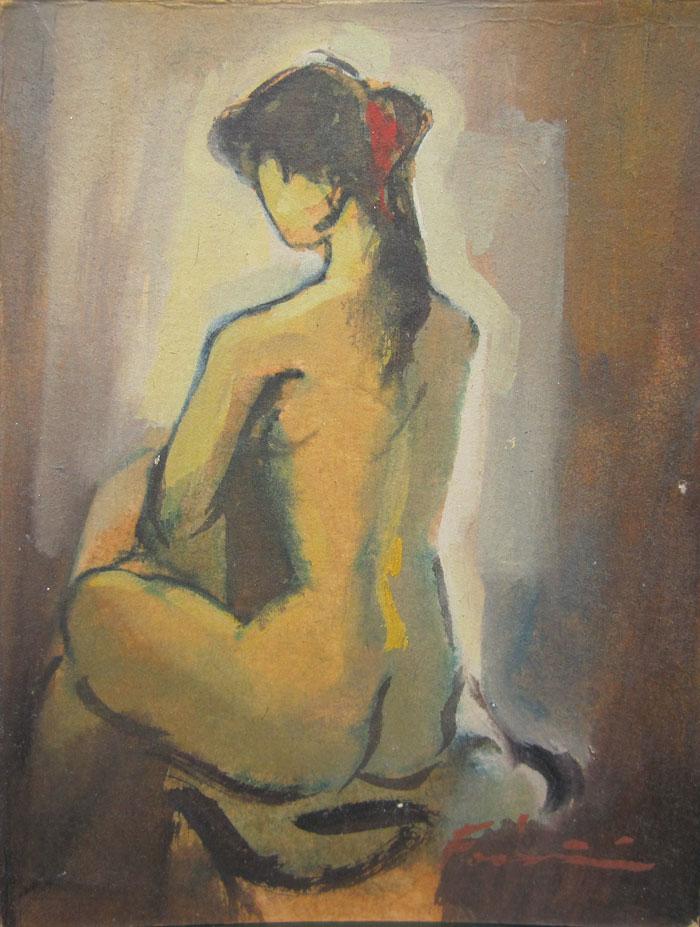 Nude with red ribbon Fodrini, Evans