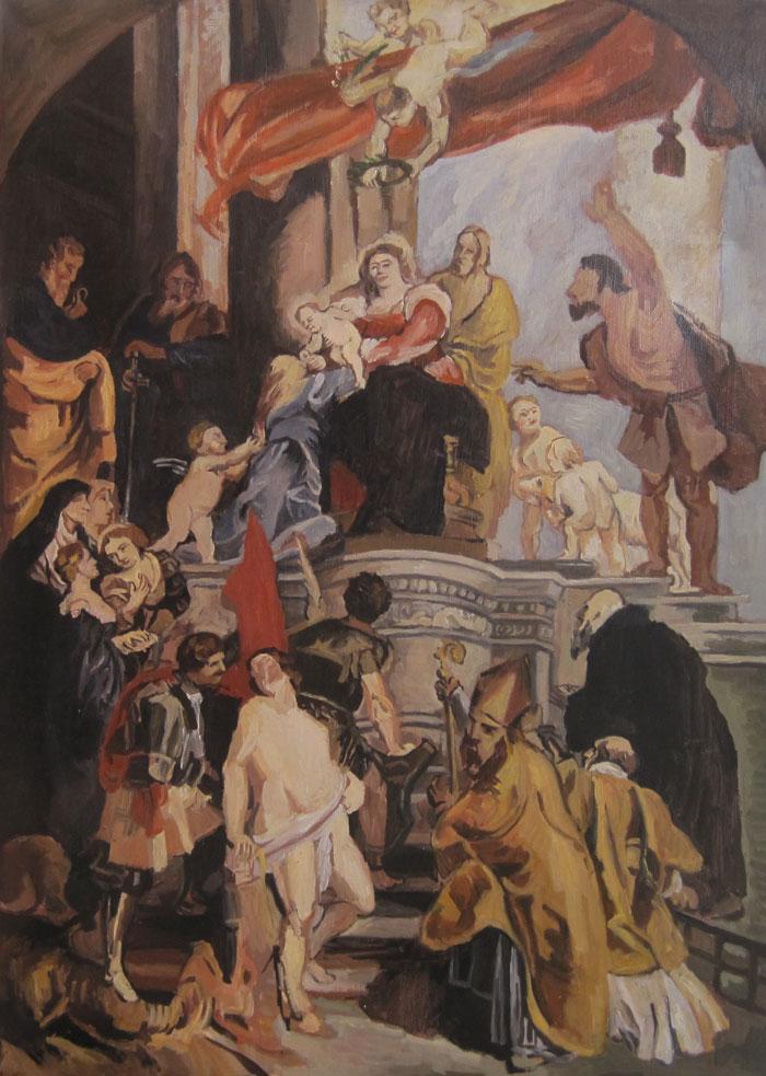 La Virgen y el Niño en su trono con Santos Villegas Mañé, Pablo Felipe