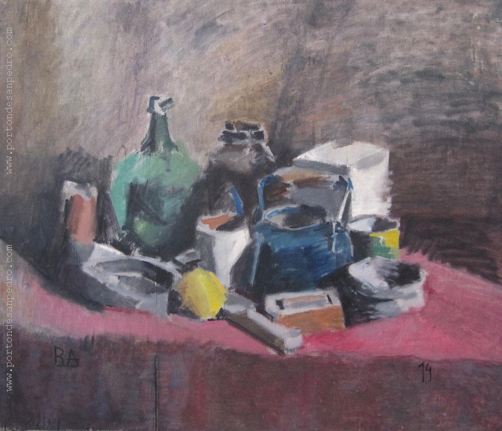 Still life with blue kettle Arocena, Ricardo