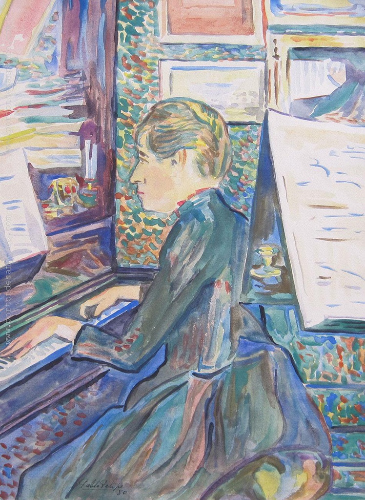 Mademoiselle Marie Dihau tocando el piano Villegas Mañé, Pablo Felipe
