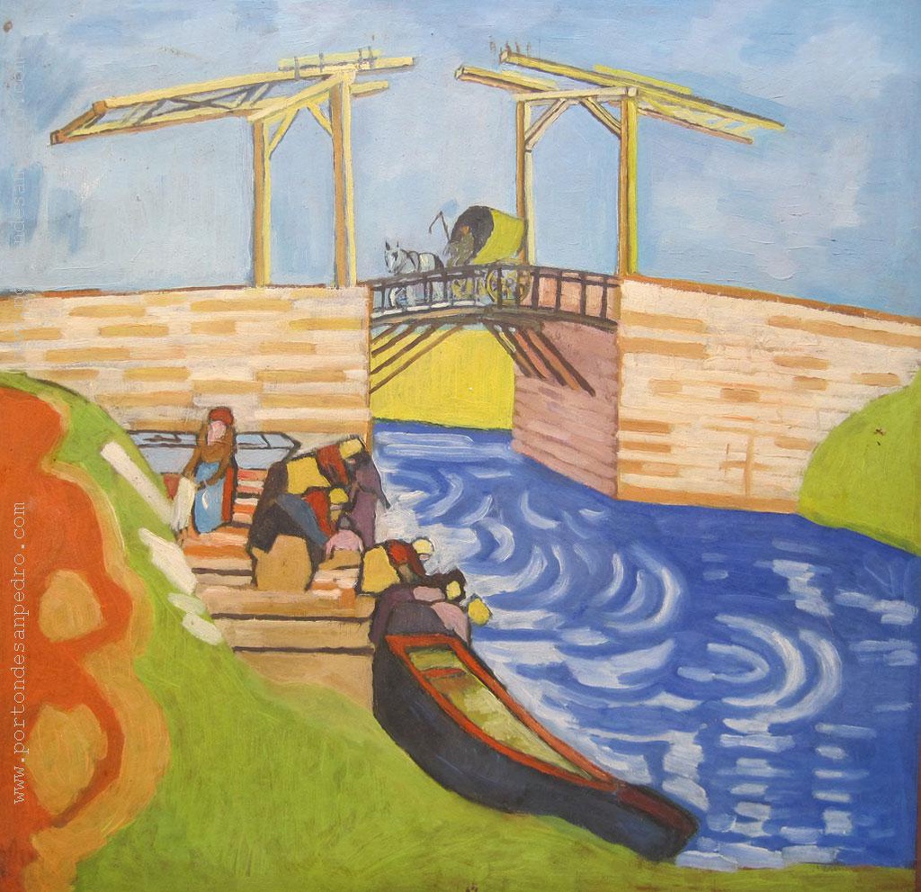 The Langlois Bridge at Arles with Women Washing Villegas Mañé, Pablo Felipe