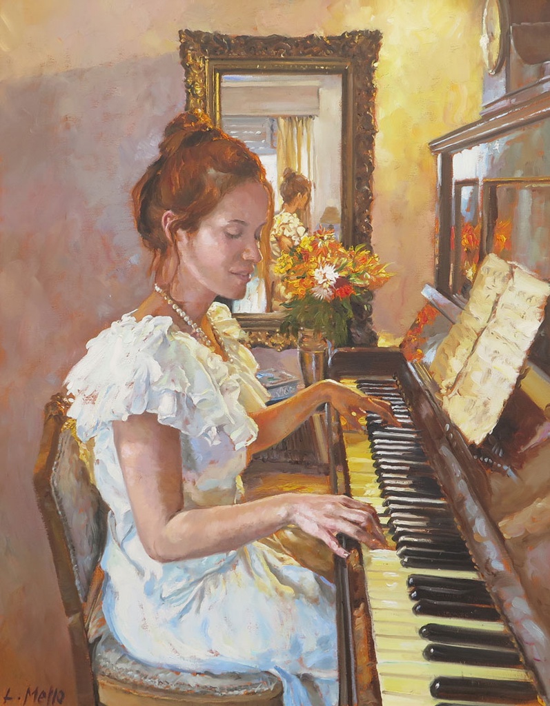 Woman at the piano Mello, Luis