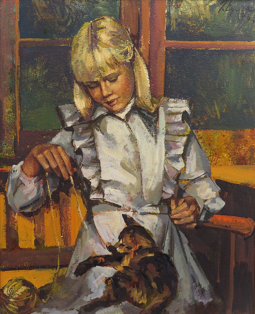 Girl and her cat Tejera, Angel