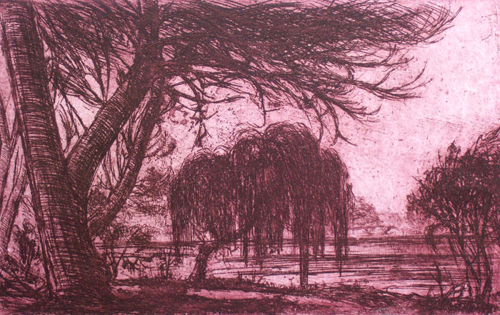 Weeping willows and river O'Neill Hamilton, Hugo