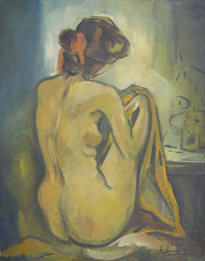 [10112] Desnudo con manta amarilla