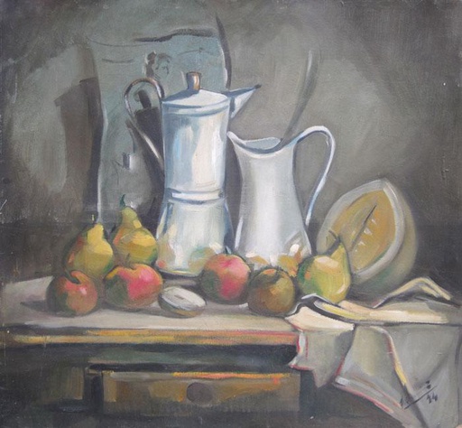[10433] Still life with jars and melon