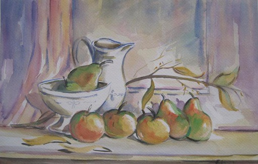 [11566] Still life with pitcher and fruit bowl